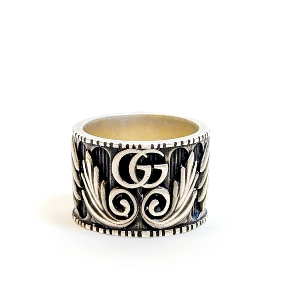 ✨️💎Authentic Gucci GG Leaf Motif 925 Silver Ring - Picture 4 of 13